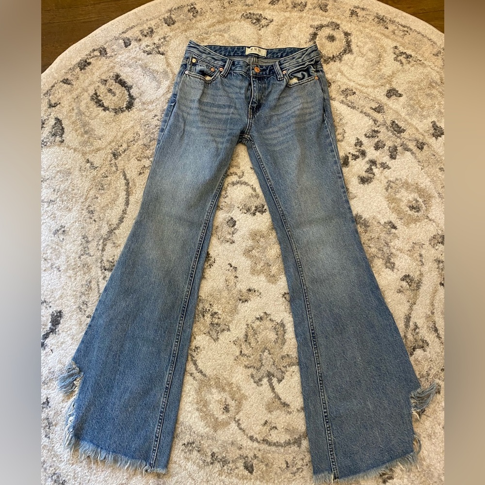 Free People Size 25 Ripped Flare Jeans light wash